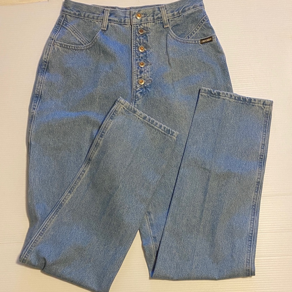Vintage Rockies High-Rise Button-Fly Straight Leg Women’s Jeans - Light Blue